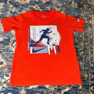 NIKE Short Sleeve Round Neck Youth Shirt Soccer Player Orange 4-5